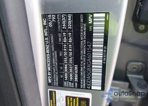 2016 Mercedes-Benz Gle 400 4Matic from USA, damaged, VIN 4JGDA5GBXGA601547